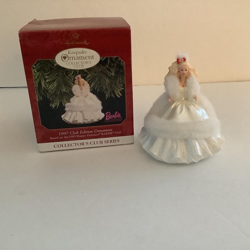 Hallmark ornament Barbie 1997 Christmas tree ornament white dress with box